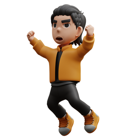 Happy Boy Jumping  3D Illustration