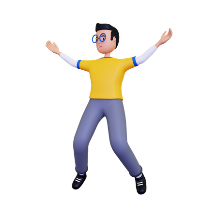 Happy boy jumping 3D Illustration