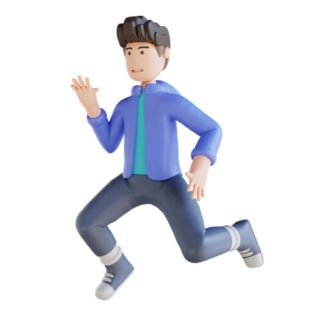 Happy Boy Jumping 3D Illustration