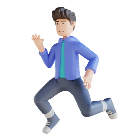 Happy Boy Jumping 3D Illustration