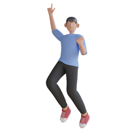 Happy Boy Jumping  3D Illustration