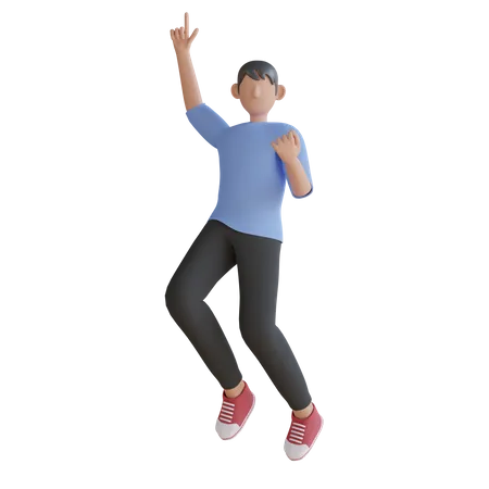 Happy Boy Jumping  3D Illustration