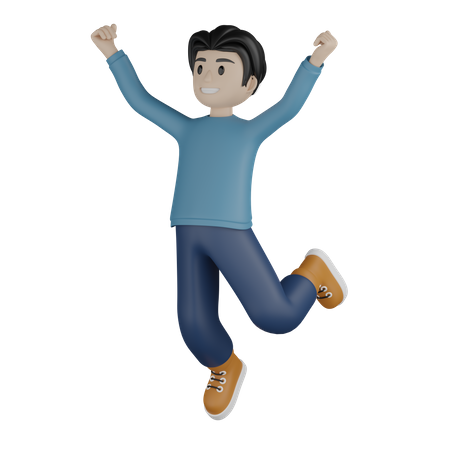 Happy boy jumping  3D Illustration