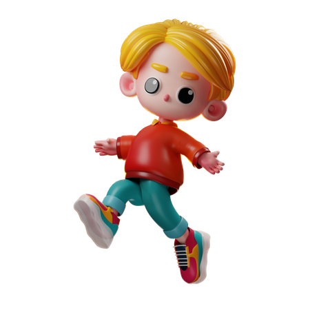 Happy boy Jumping  3D Icon
