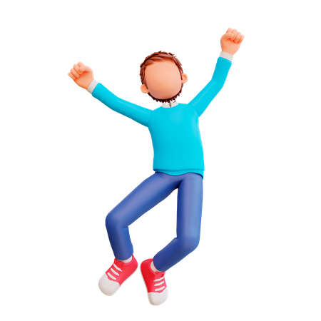 Happy boy jumping in air  3D Illustration