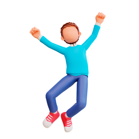 Happy boy jumping in air 3D Illustration