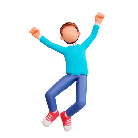 Happy boy jumping in air 3D Illustration