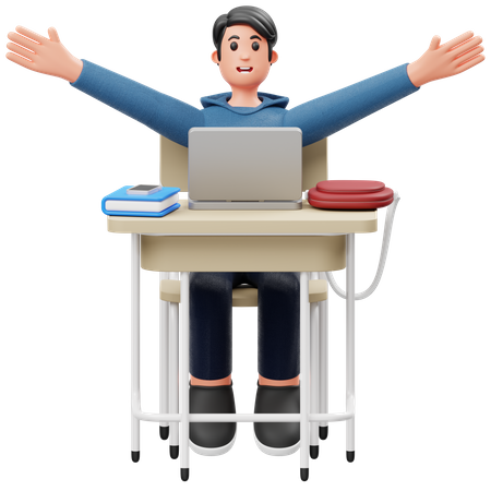 Happy boy Spreading Hands  3D Illustration