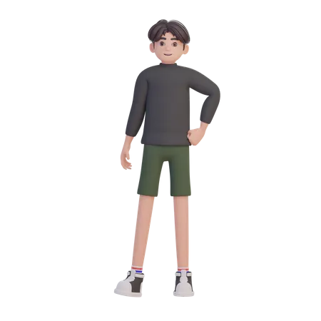 Happy Boy standing  3D Illustration