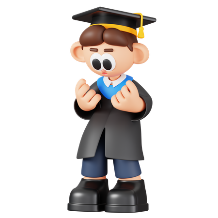 Happy Boy Student At Graduation  3D Illustration