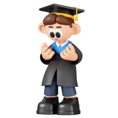 Happy Boy Student At Graduation  3D Illustration
