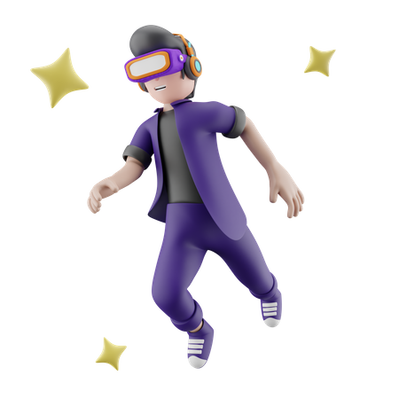 Happy boy using metaverse tech  3D Illustration