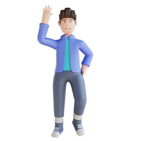 Happy Boy waving hand  3D Illustration