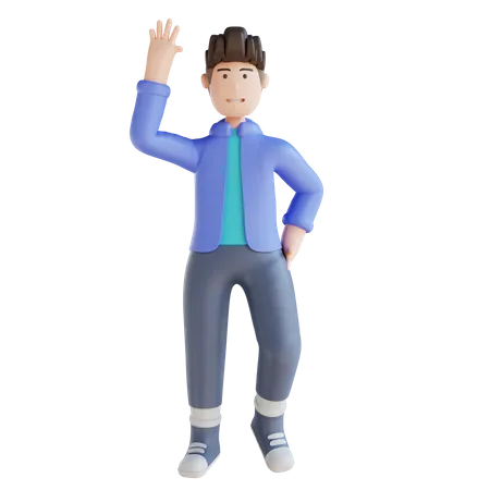 Happy Boy waving hand  3D Illustration