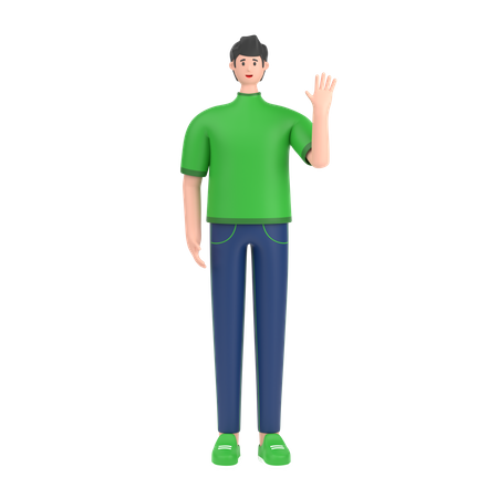 Happy Boy waving hand  3D Illustration