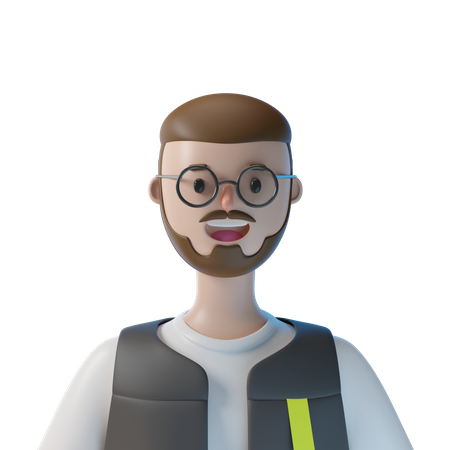 Happy Boy With Beard  3D Illustration