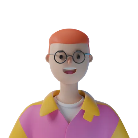 Happy Boy With Glasses  3D Illustration