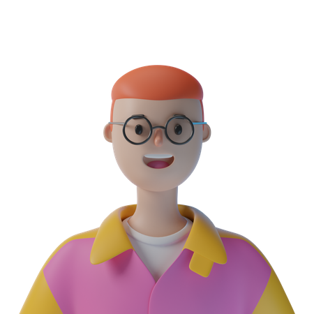 Happy Boy With Glasses 3D Illustration