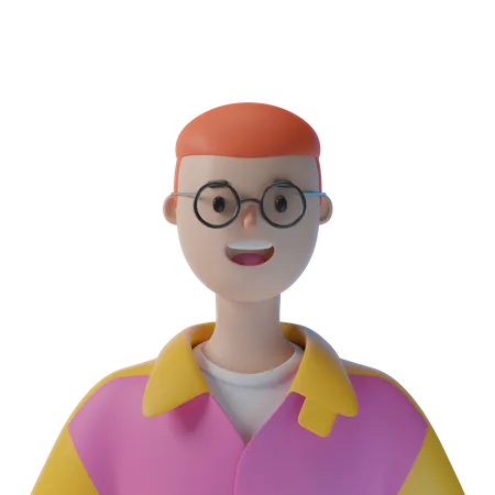 Happy Boy With Glasses 3D Illustration