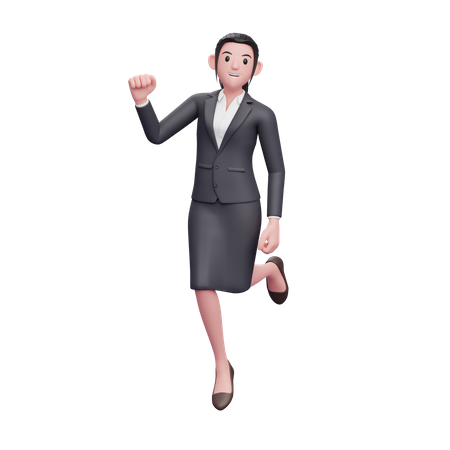 Happy Business Woman  3D Illustration