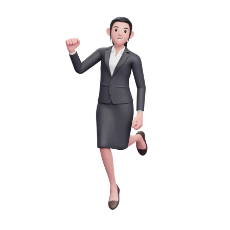 Happy Business Woman  3D Illustration