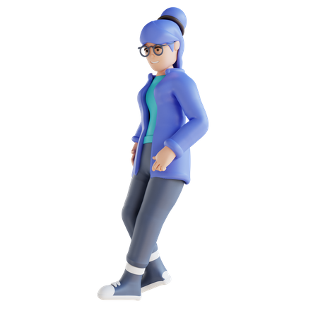 Happy Business Woman With Hand On Waist  3D Icon