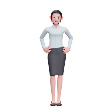 Happy Business Woman With Hand On Waist  3D Illustration