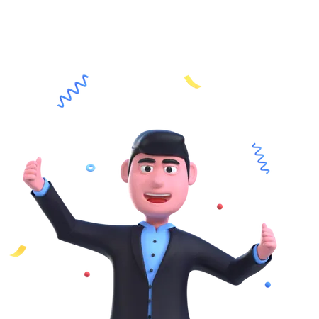 Happy Businessman  3D Illustration