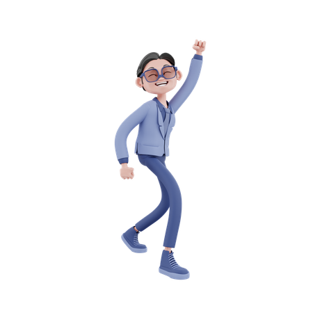 Happy Businessman Celebrate Success  3D Illustration