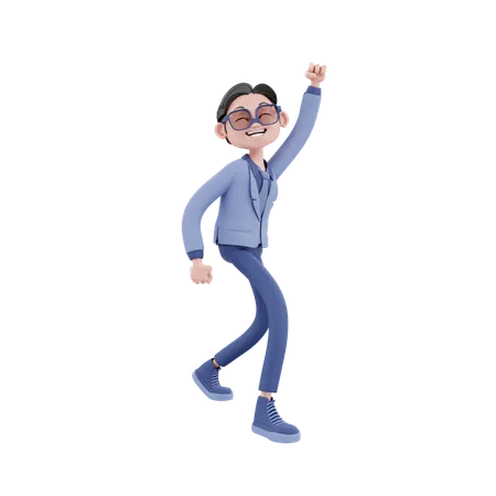 Happy Businessman Celebrate Success  3D Illustration