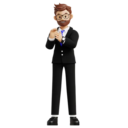 Happy Businessman Clapping Hands  3D Illustration