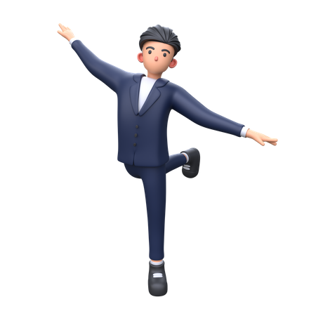 Happy Businessman dancing 3D Illustration