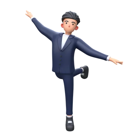 Happy Young Businessman Dancing 3 D Illustration 3D Illustration