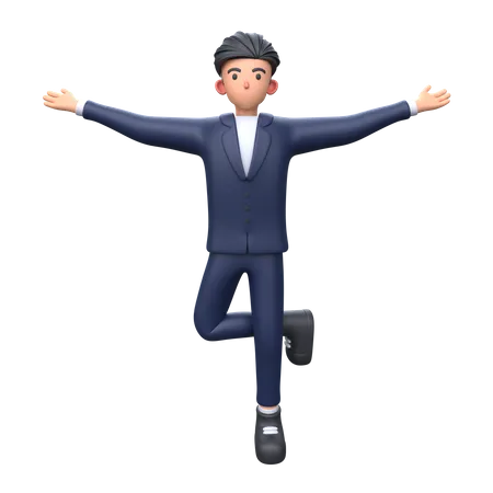 Happy Businessman dancing 3D Illustration