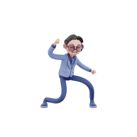 Happy Businessman Getting Excited  3D Illustration