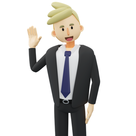Happy businessman is smiling and weaving  3D Icon