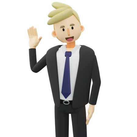 Happy businessman is smiling and weaving 3D Illustration
