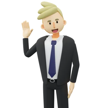 Happy Businessman Is Smile And Weaving Half Body 3 D Rendering Cartoon Illustration 3D Illustration