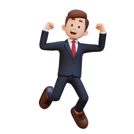 Happy Businessman Jumping  3D Illustration