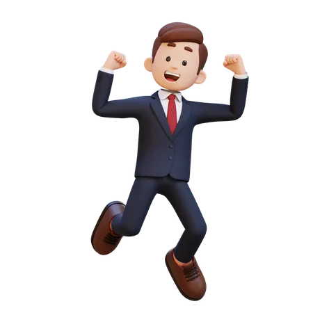 Happy Businessman Jumping  3D Illustration