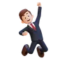 Happy Businessman Jumping And Celebrate Success