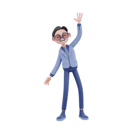Happy Businessman Saying Hello  3D Illustration