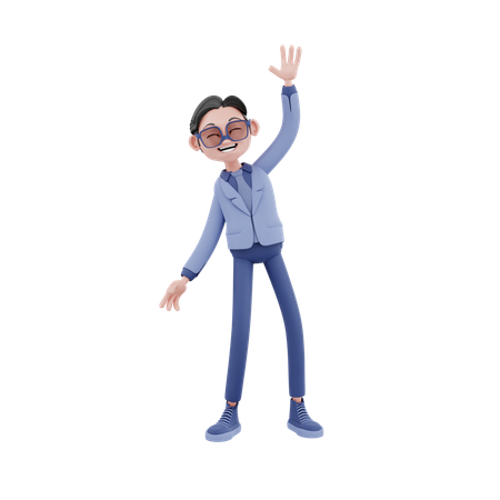 Happy Businessman Saying Hello  3D Illustration