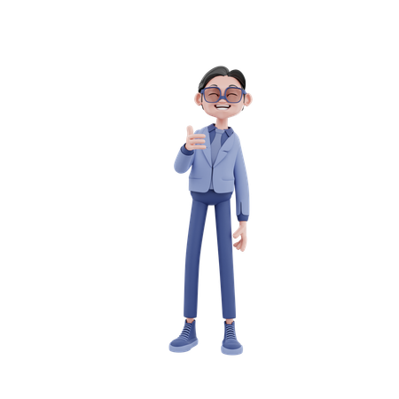 Happy Businessman Showing Thumbs Up  3D Illustration
