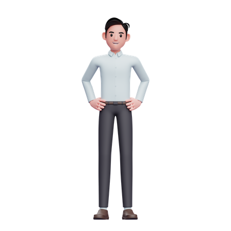 Happy Businessman with hand on waist  3D Illustration