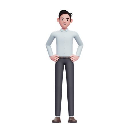Happy Businessman with hand on waist 3D Illustration