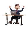 Happy Businessman Working On Laptop