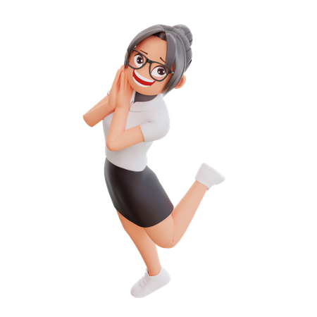 Happy businesswoman  3D Illustration