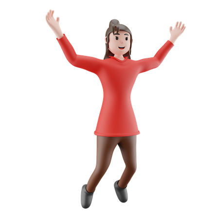 Happy Businesswoman  3D Illustration