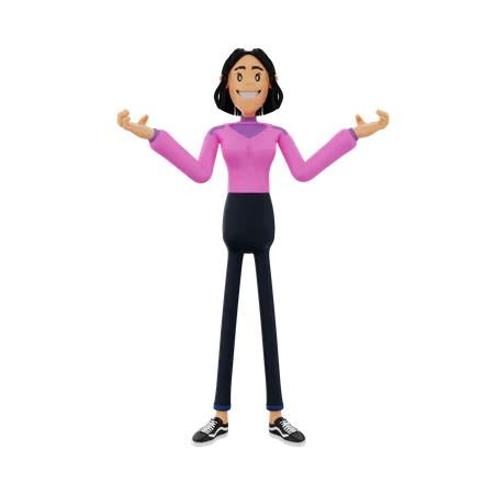 Happy Businesswoman  3D Illustration